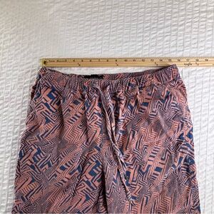 Wildfang L orange blue geometric, print drawstring waste pull on casual shorts